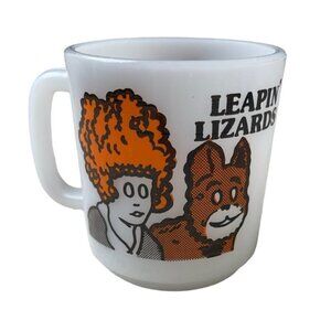 Vintage Little Orphan Annie Milk Glass Mug Leapin’ Lizards